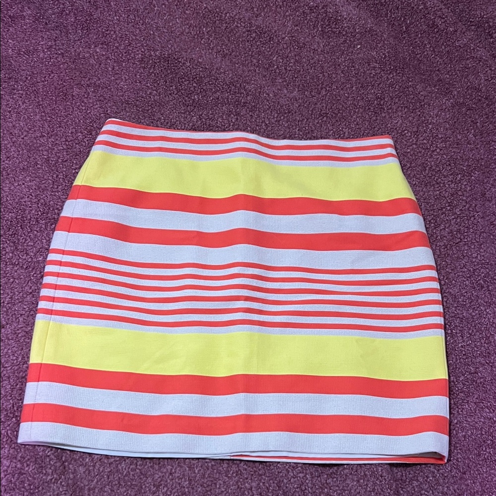 Ann Taylor Striped Mini Skirt in Red and Yellow